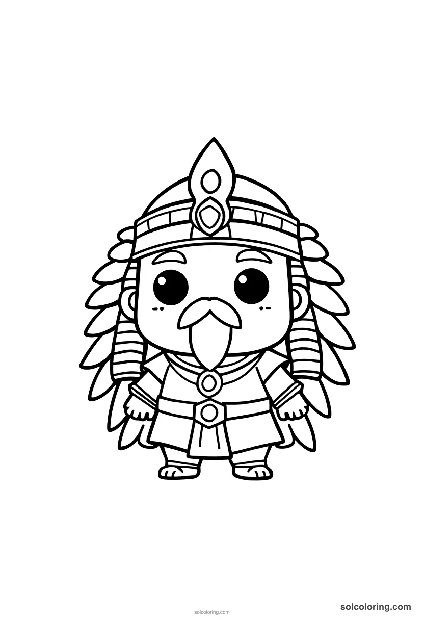 Chibi Nebuchadnezzar II in Babylon chibi coloring page for kids