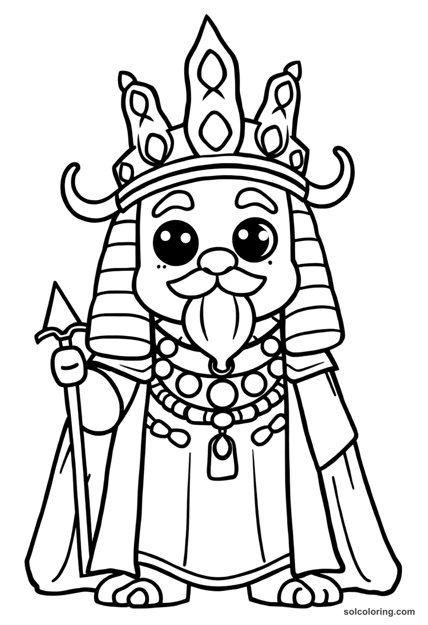 Cute Cartoon Nebuchadnezzar II in Babylon coloring page, free printable cute cartoon style