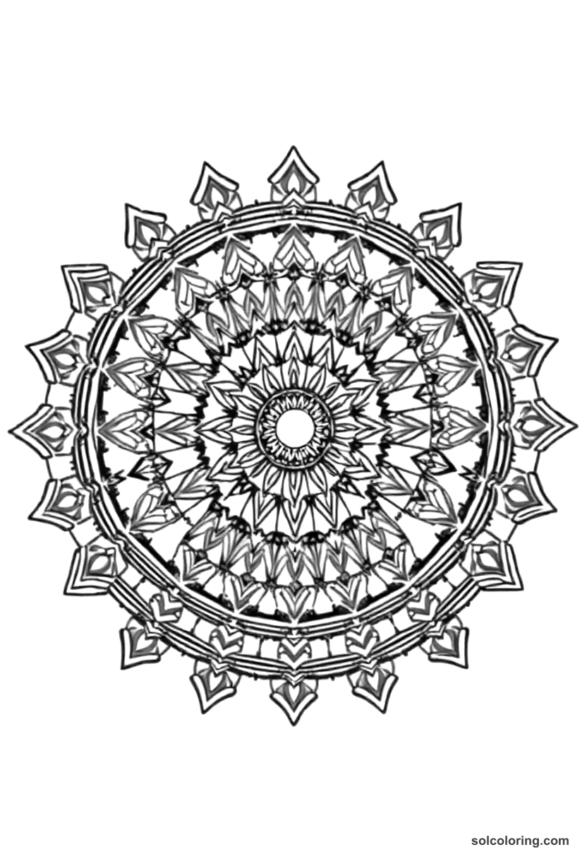 Mandala Nebuchadnezzar II in Babylon coloring page, free printable mandala style