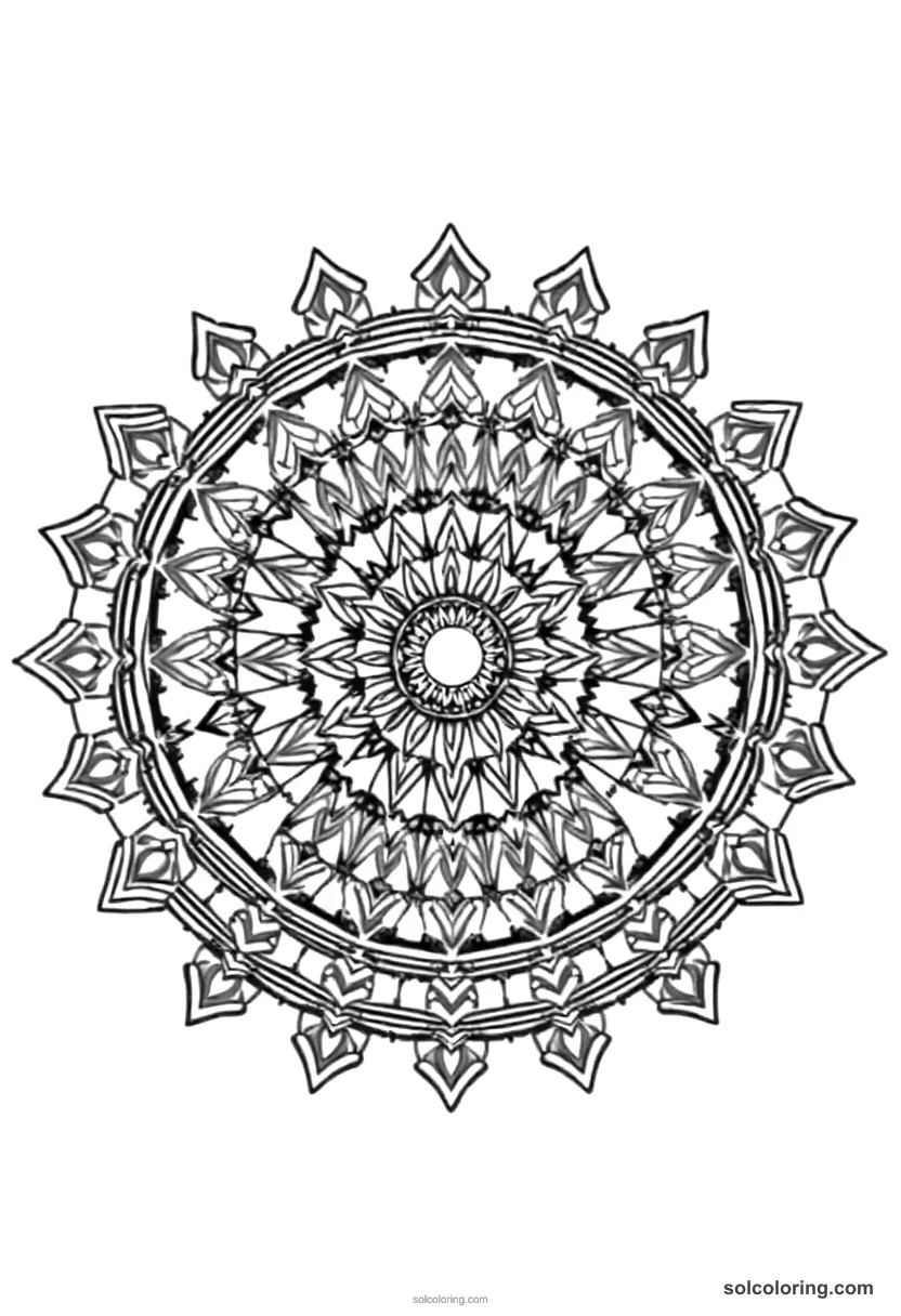 Mandala Nebuchadnezzar II in Babylon mandala coloring page for kids