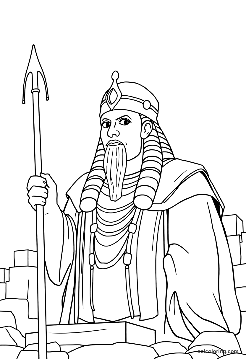 Simple Nebuchadnezzar II in Babylon coloring page, free printable simple style