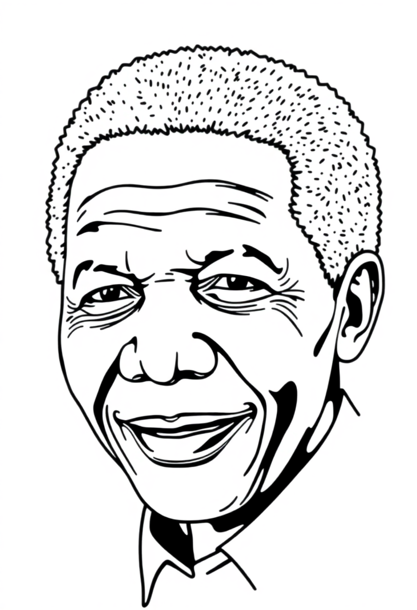 Nelson Mandela Portrait coloring page, free printable