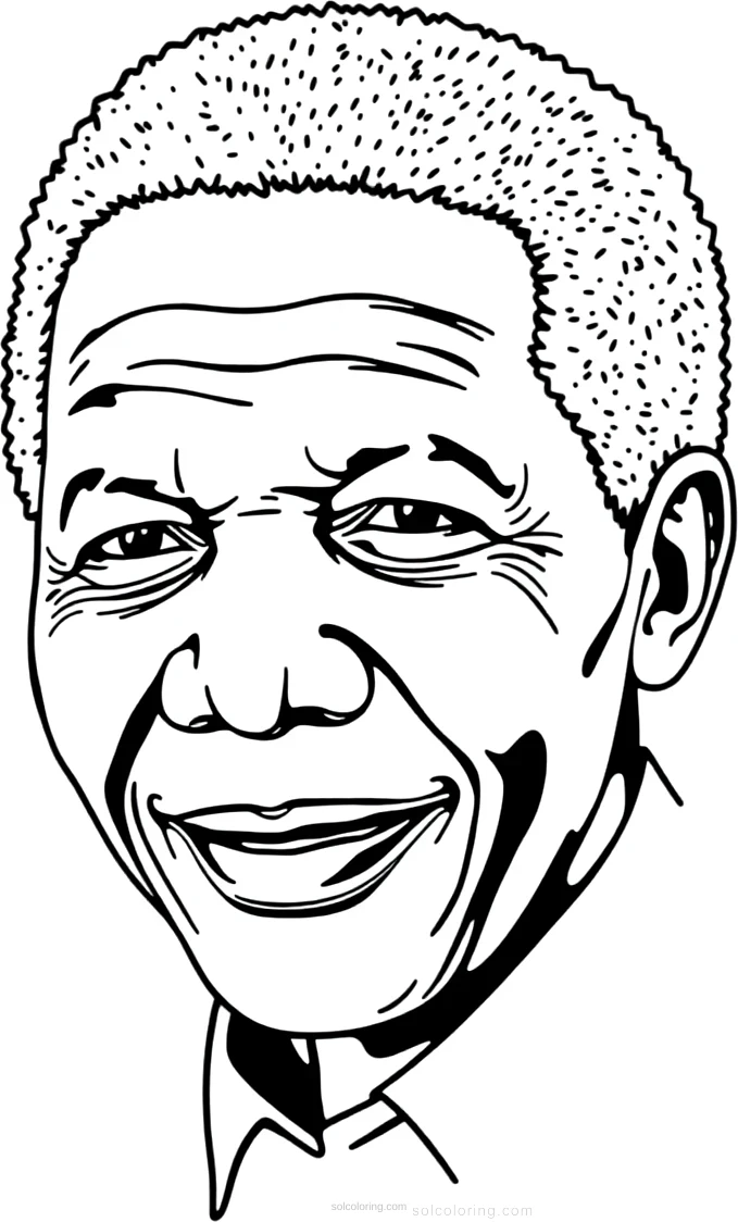 Nelson Mandela Portrait coloring page for kids