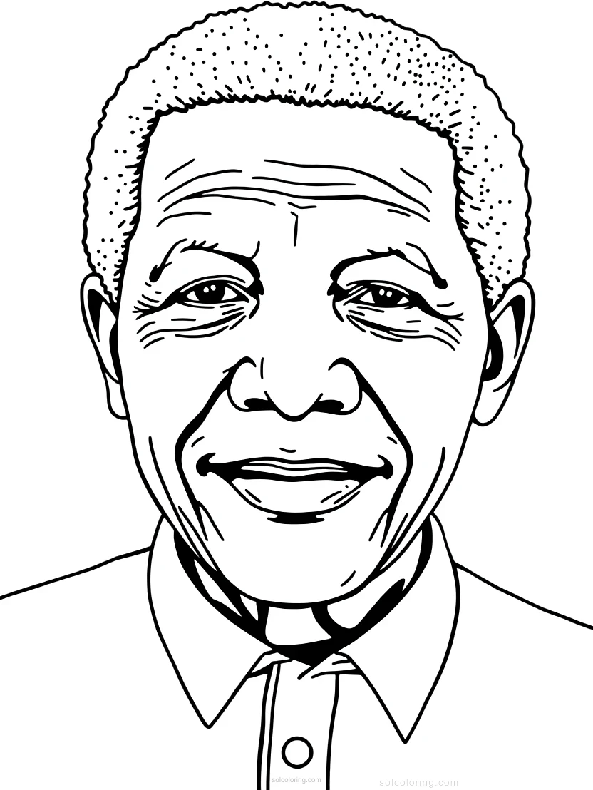 Nelson Mandela Portrait coloring page for kids