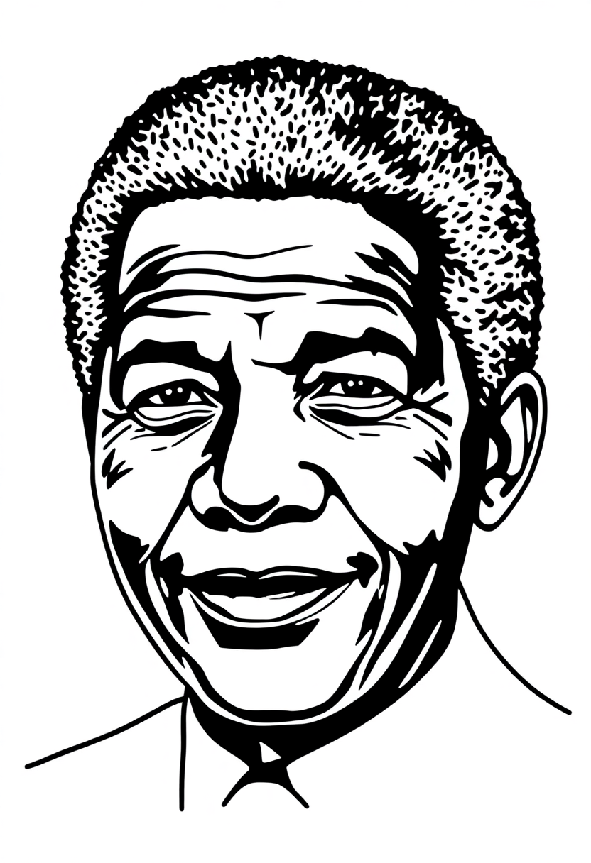 Nelson Mandela Portrait coloring page, free printable