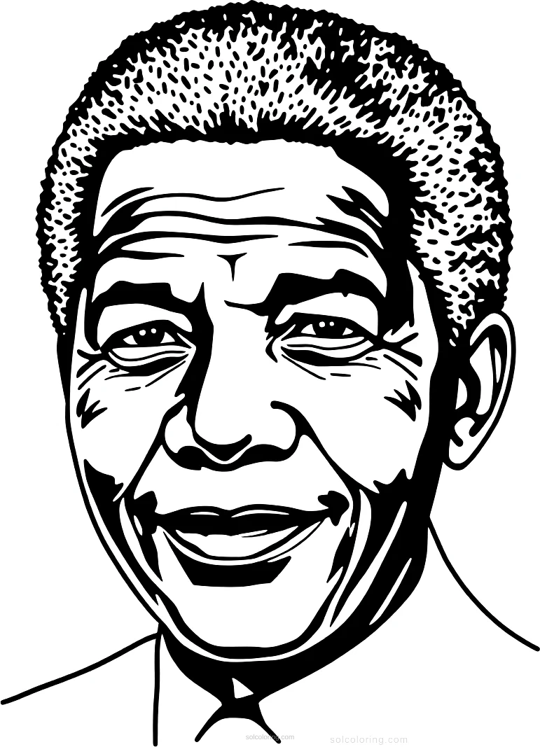 Nelson Mandela Portrait coloring page for kids
