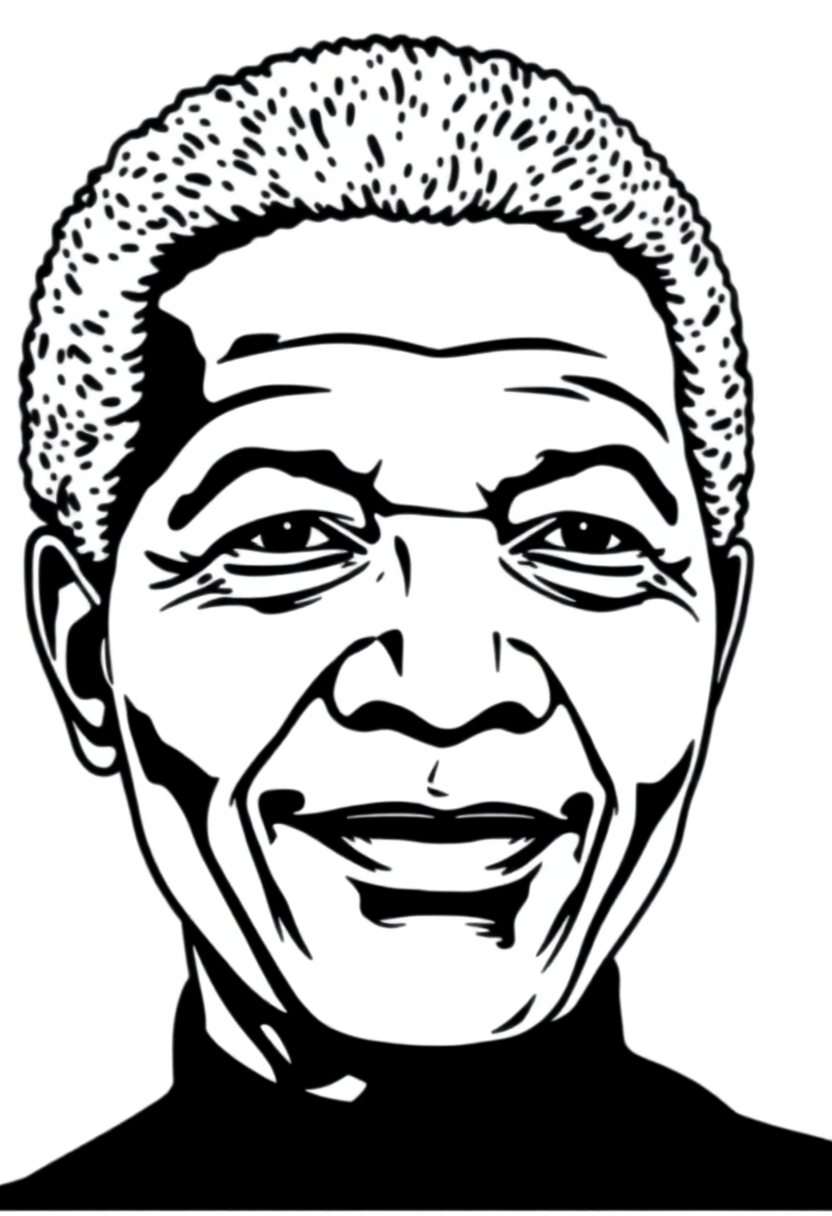 Nelson Mandela Portrait coloring page, free printable