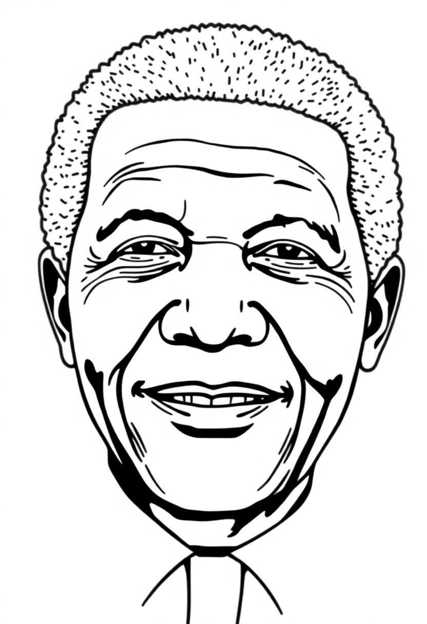 Nelson Mandela Portrait coloring page, free printable