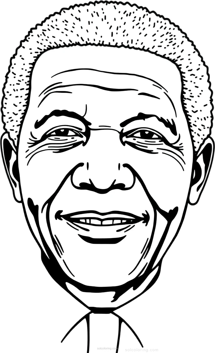 Nelson Mandela Portrait coloring page for kids