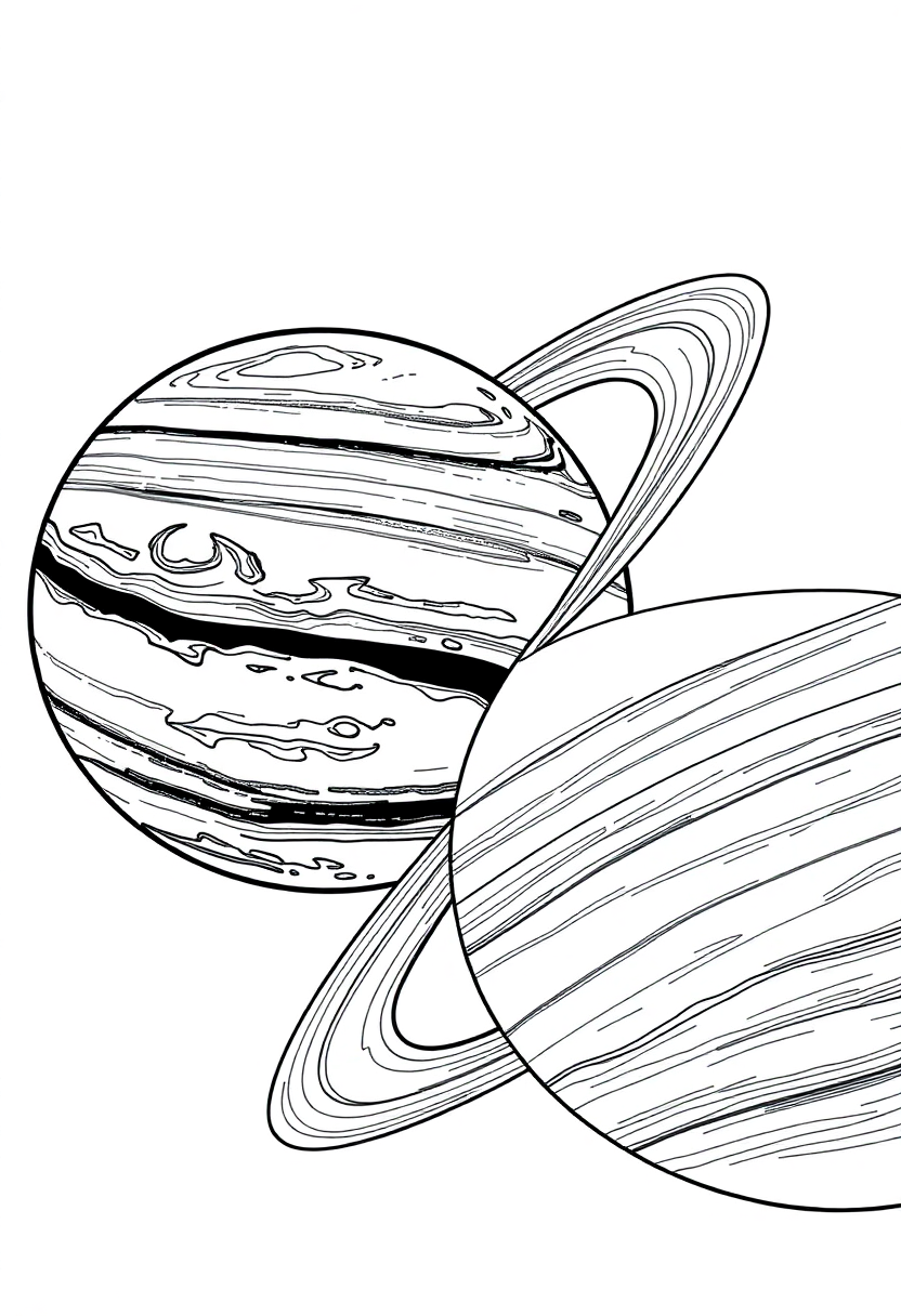Neptune and Uranus coloring page, free printable