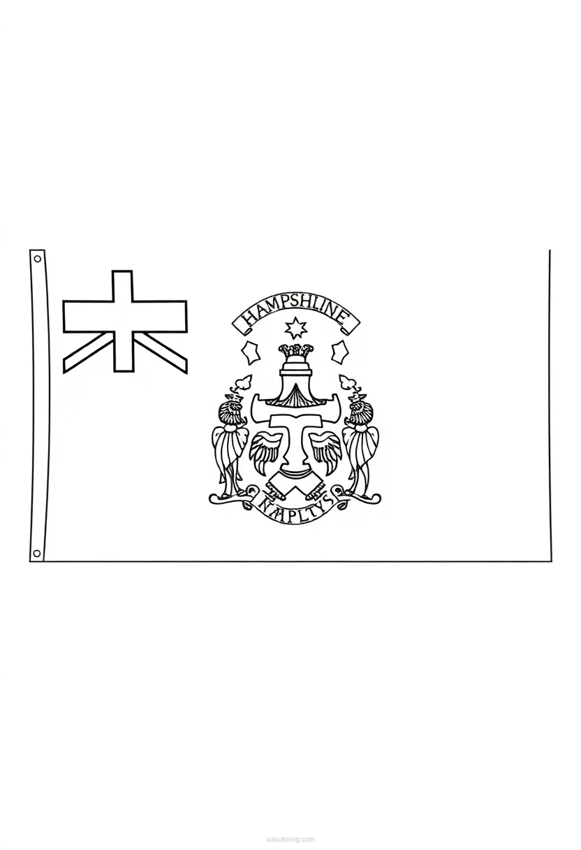 New Hampshire State Flag coloring page for kids