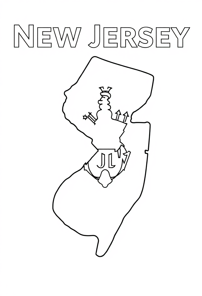 New Jersey State Flag coloring page, free printable