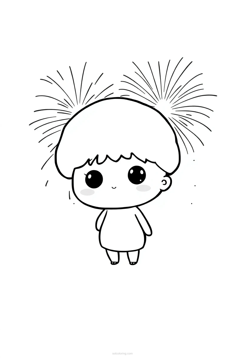 New Year Fireworks coloring page for kids