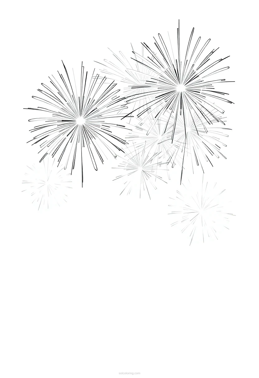 New Year Fireworks Chibi coloring pages