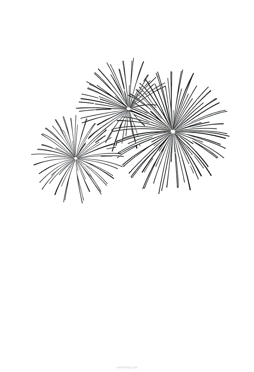 New Year Fireworks coloring page for kids
