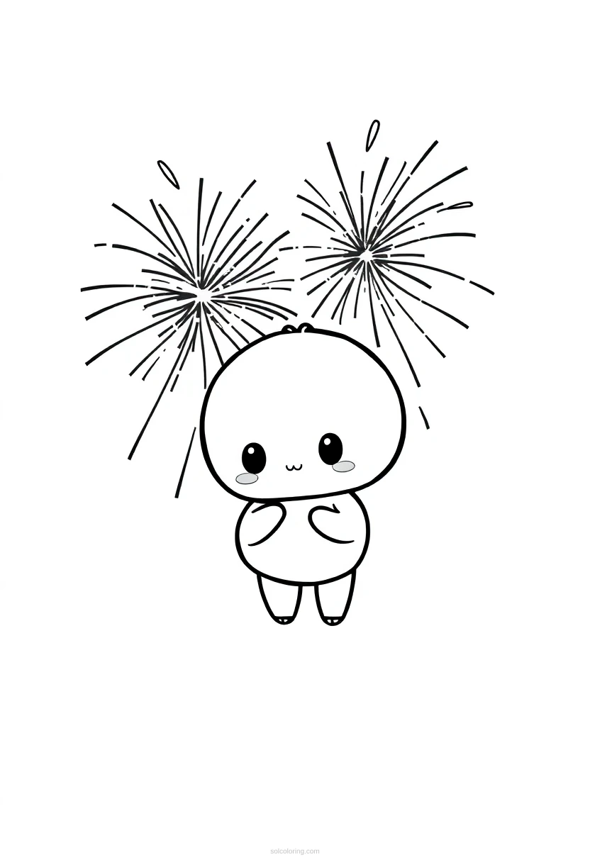 New Year Fireworks coloring page for kids