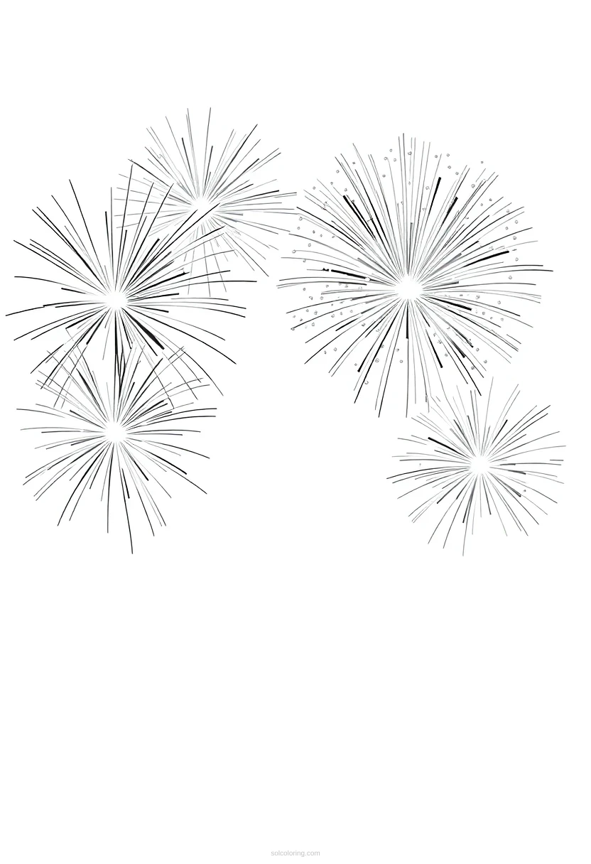 New Year Fireworks Cute Cartoon coloring pages