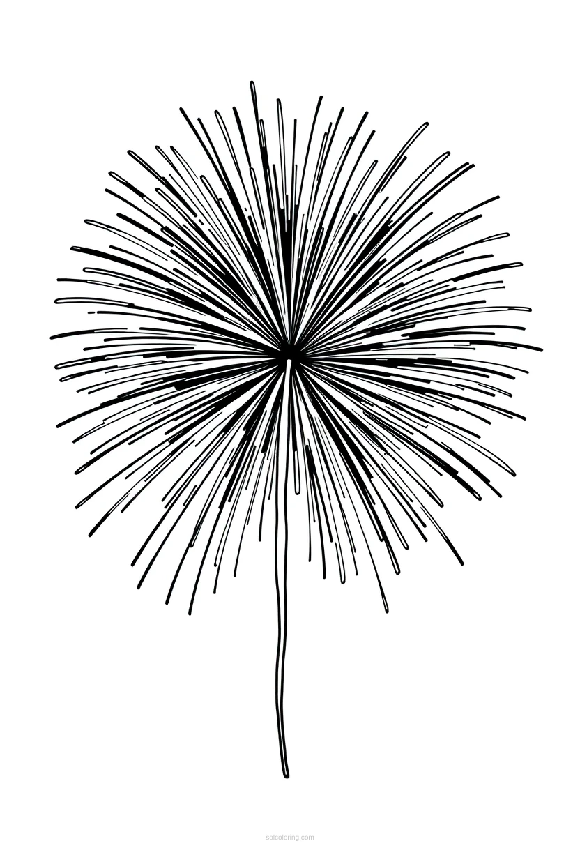 New Year Fireworks coloring page for kids