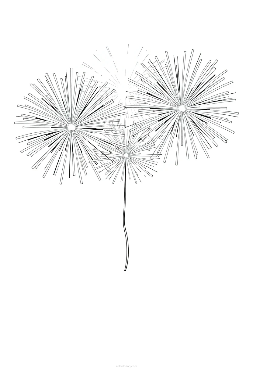 New Year Fireworks Simple coloring pages