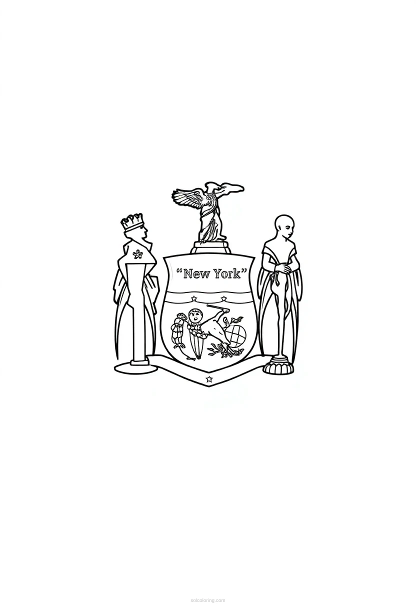 New York State Flag coloring page for kids