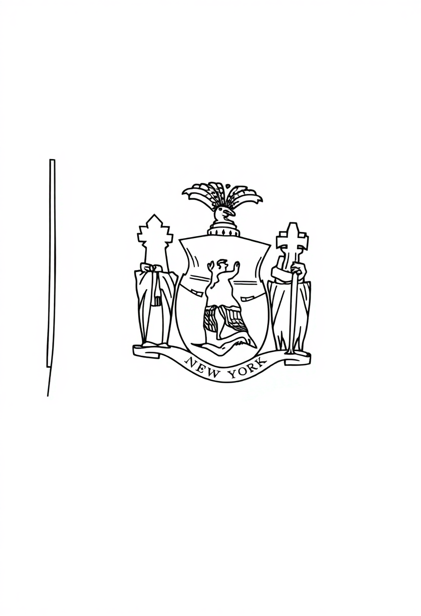 New York State Flag coloring page, free printable