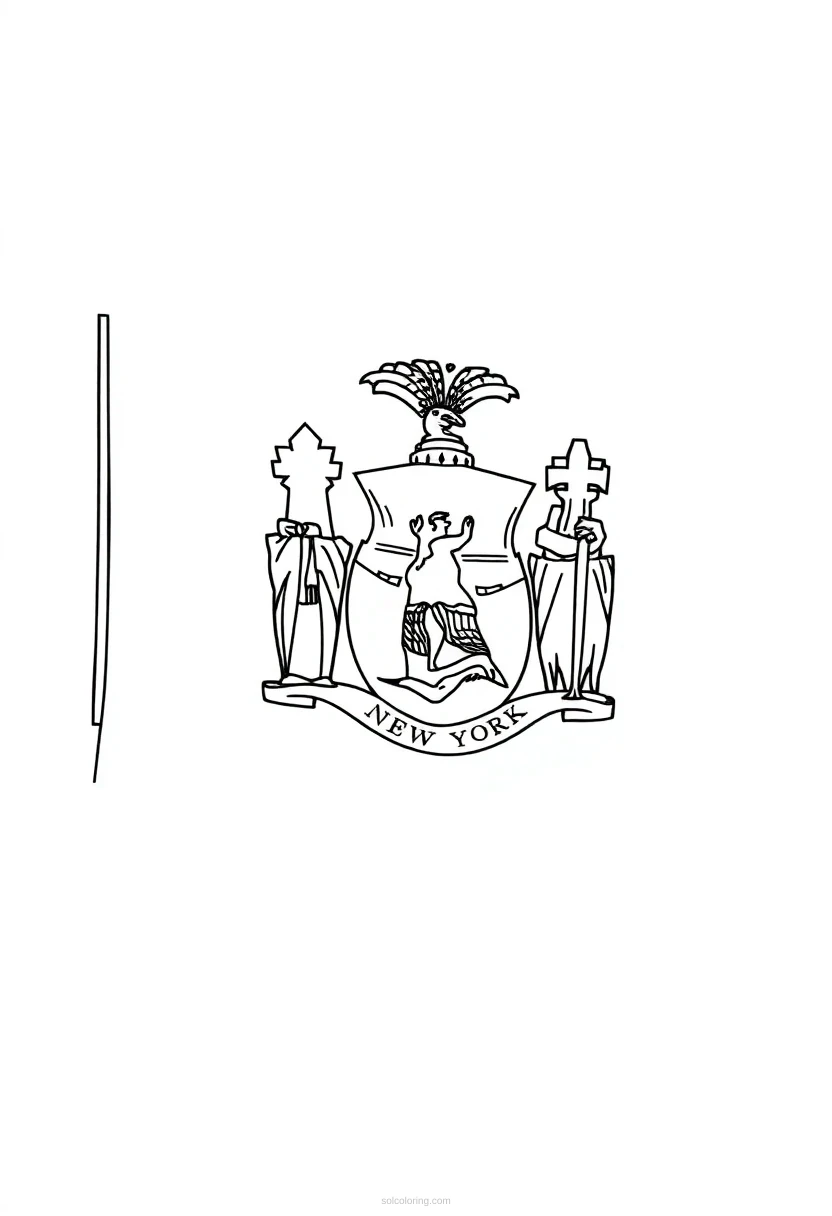 New York State Flag coloring page for kids