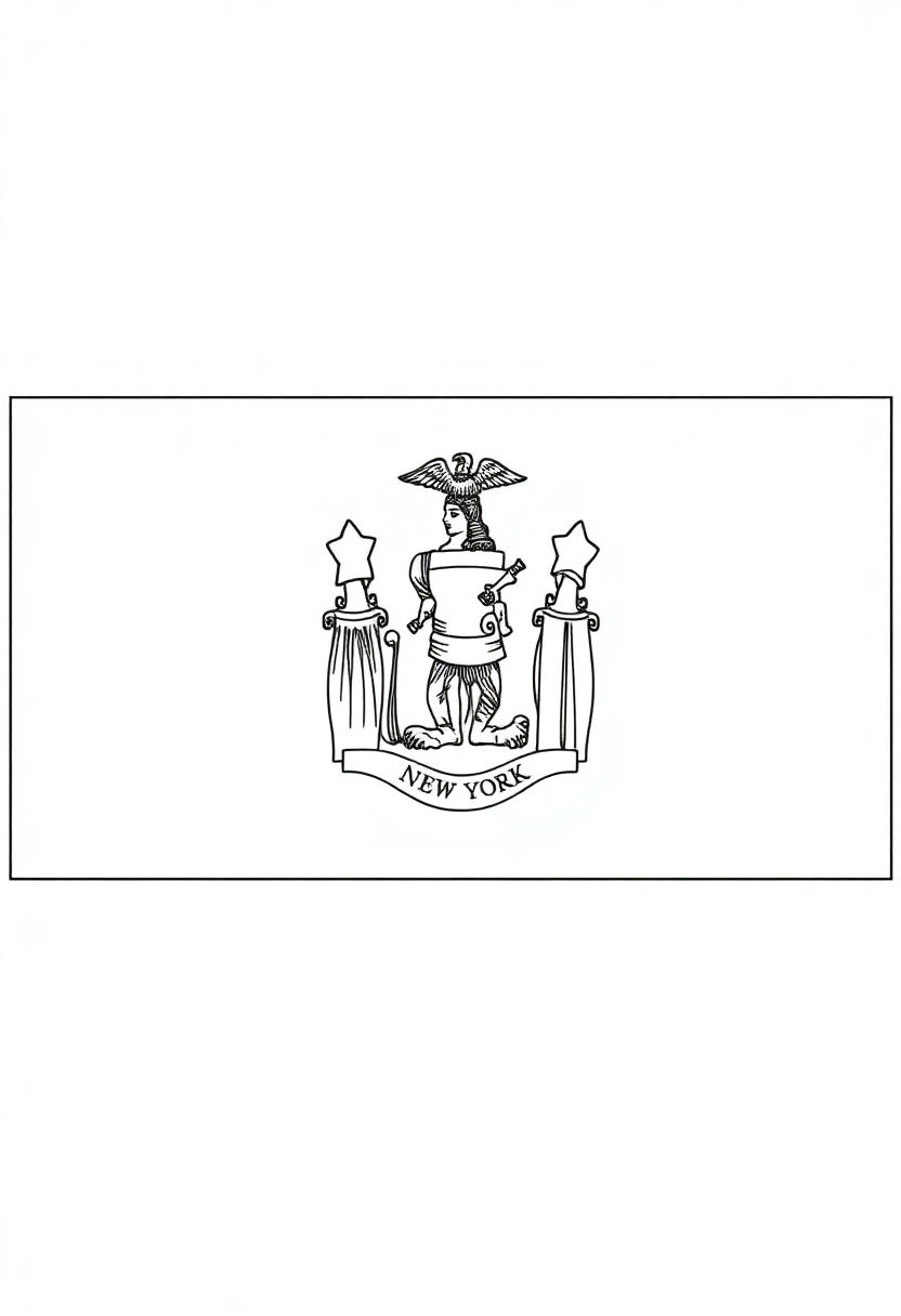 New York State Flag coloring page, free printable