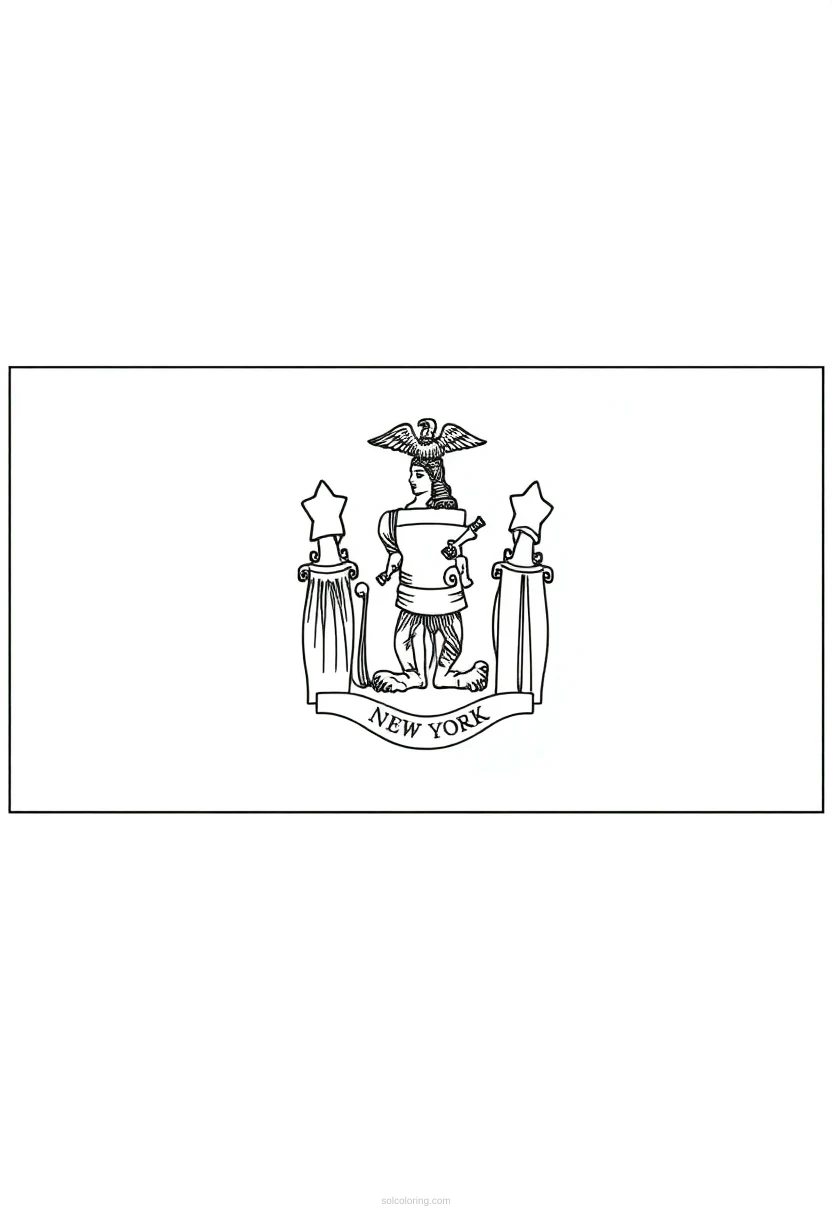 New York State Flag coloring page for kids