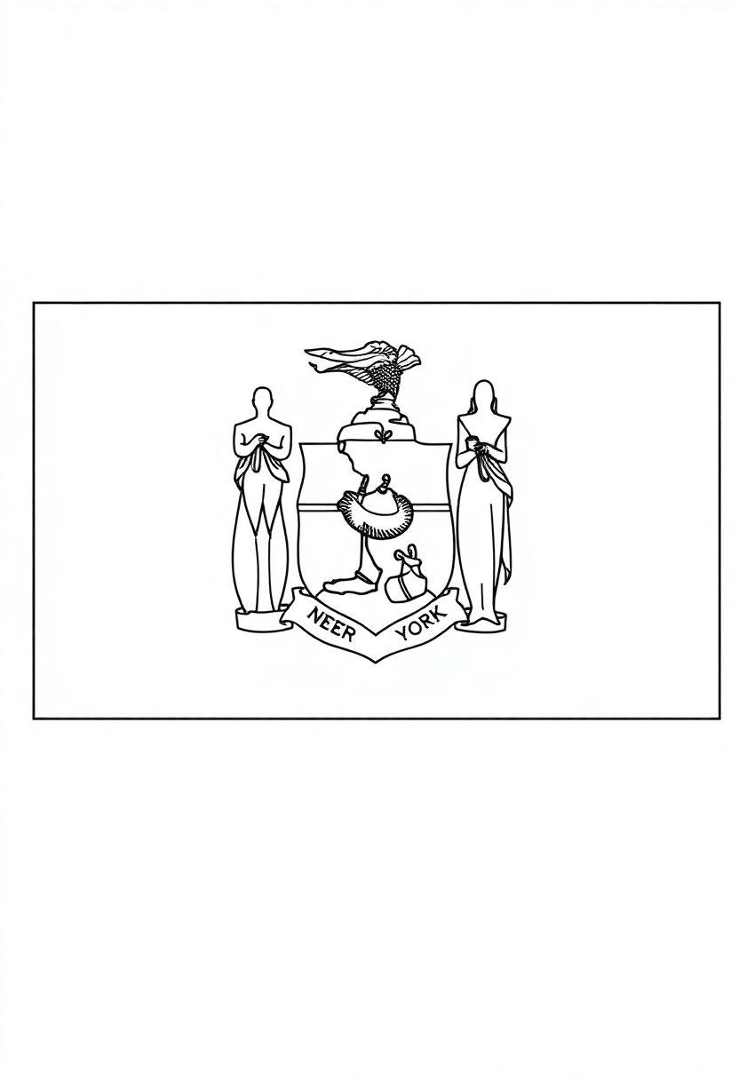 New York State Flag coloring page, free printable