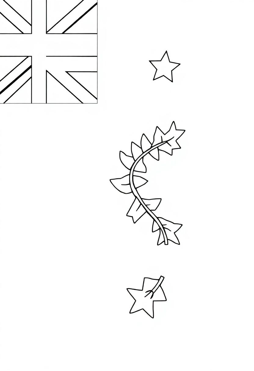 New Zealand Flag coloring page, free printable