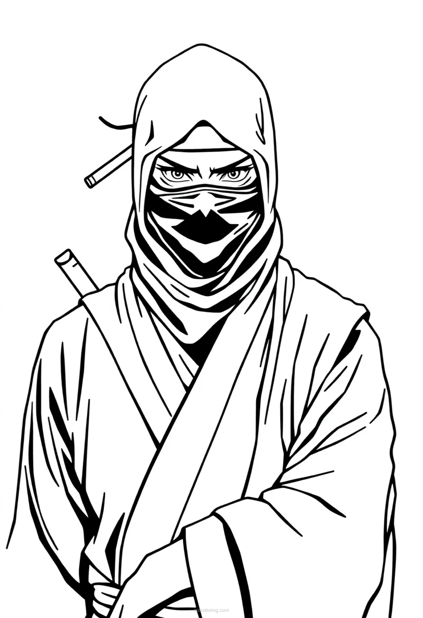 Ninja Cute Cartoon coloring pages