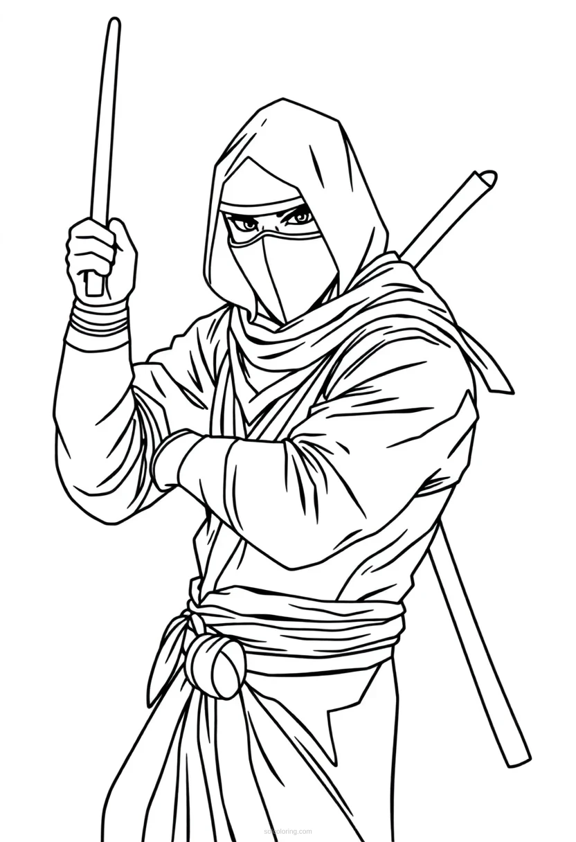 Ninja coloring page for kids
