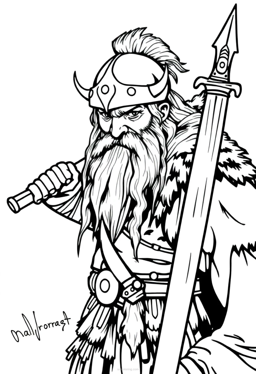 Norse Berserker Warrior coloring page for kids