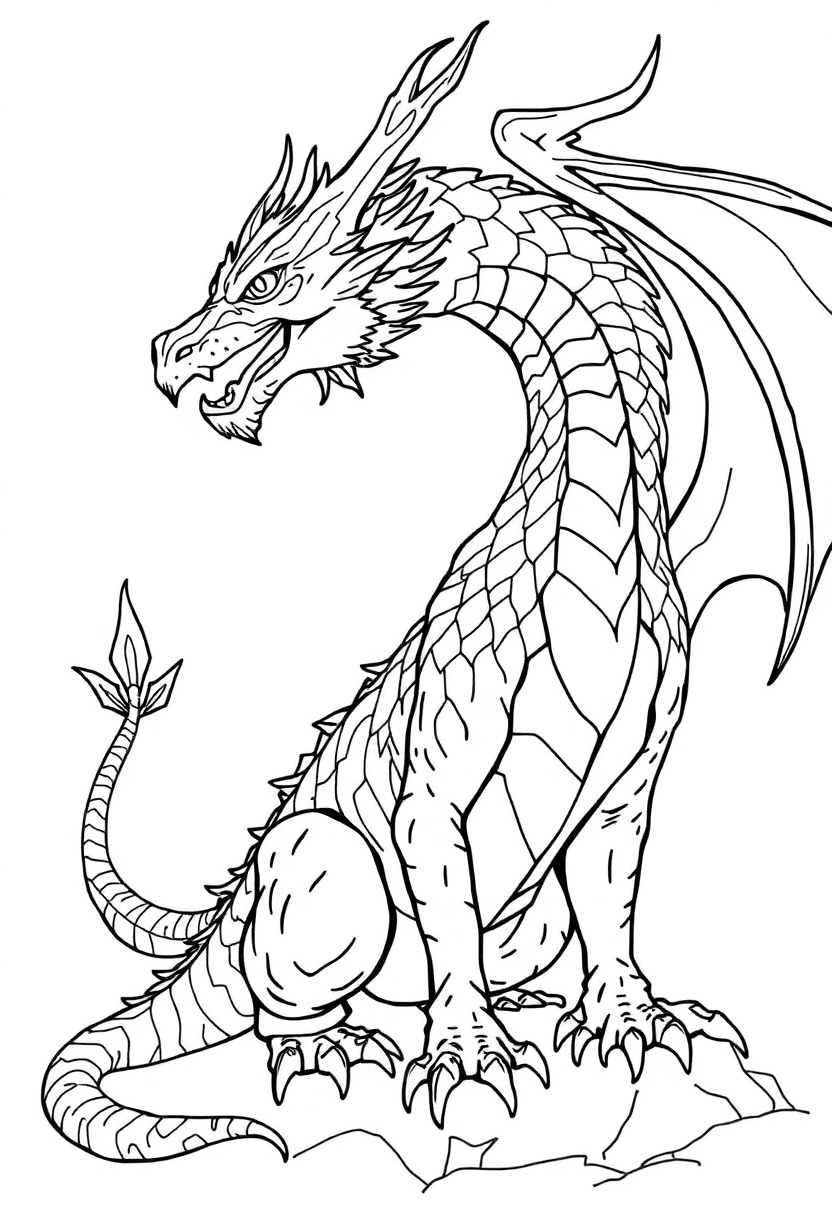 Norse Dragon coloring page, free printable