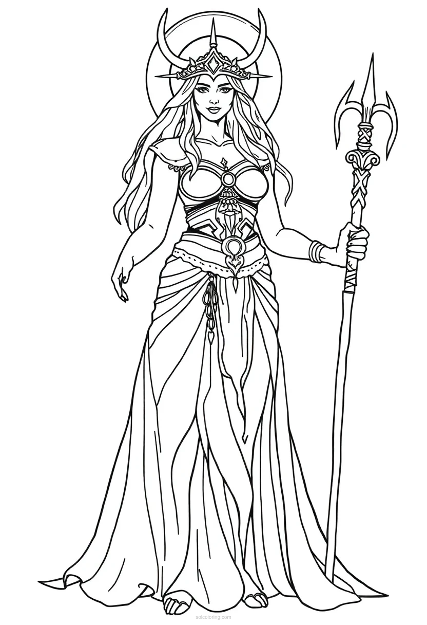 Norse Goddess Freya coloring page for kids