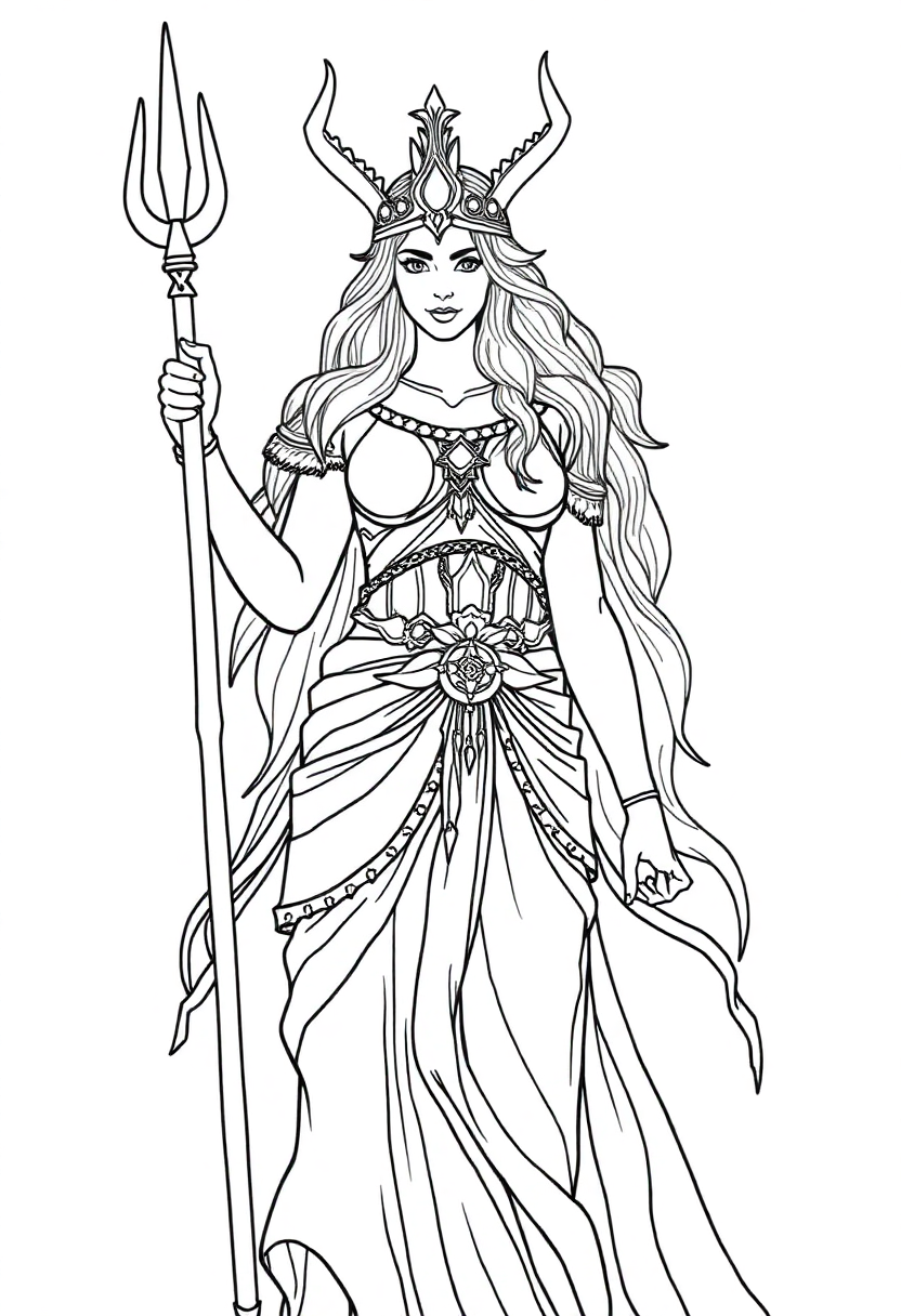 Norse Goddess Freya coloring page, free printable