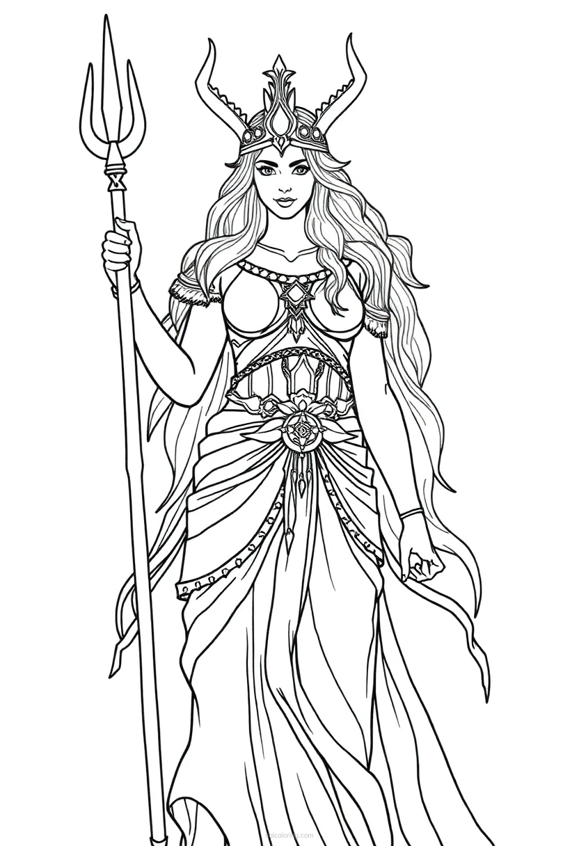 Norse Goddess Freya coloring page for kids