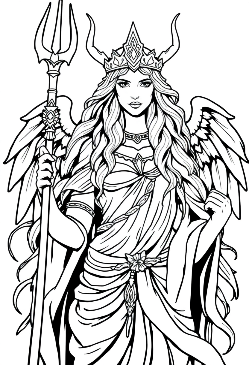 Norse Goddess Freya coloring page, free printable