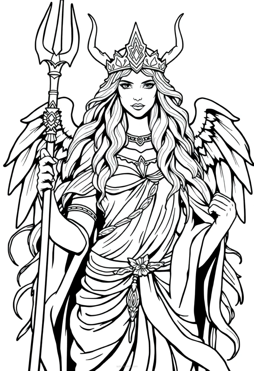 Norse Goddess Freya coloring page for kids