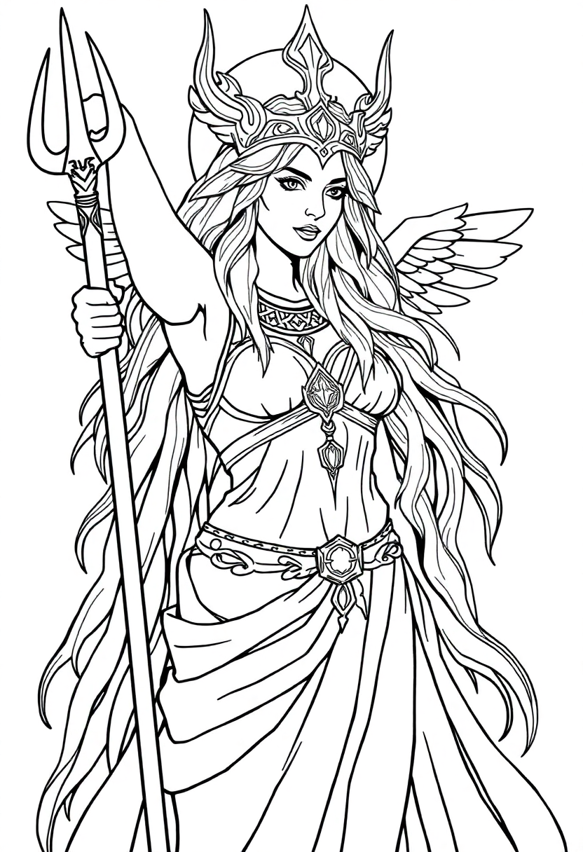 Norse Goddess Freya coloring page, free printable