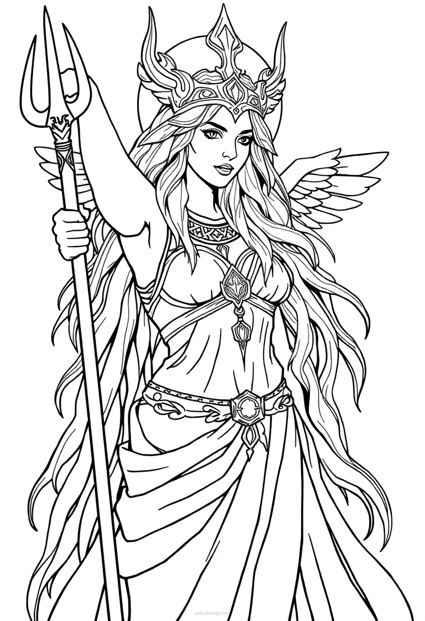 Norse Goddess Freya coloring page for kids