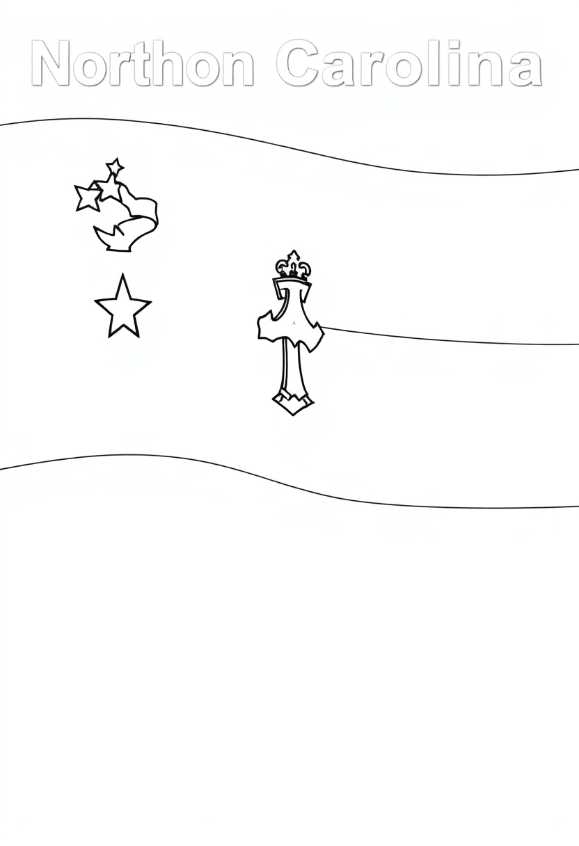 North Carolina State Flag coloring page, free printable
