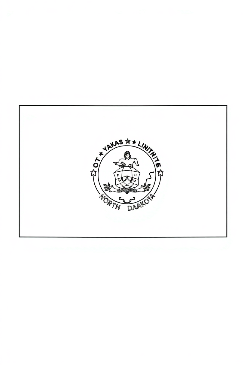 North Dakota State Flag coloring page, free printable