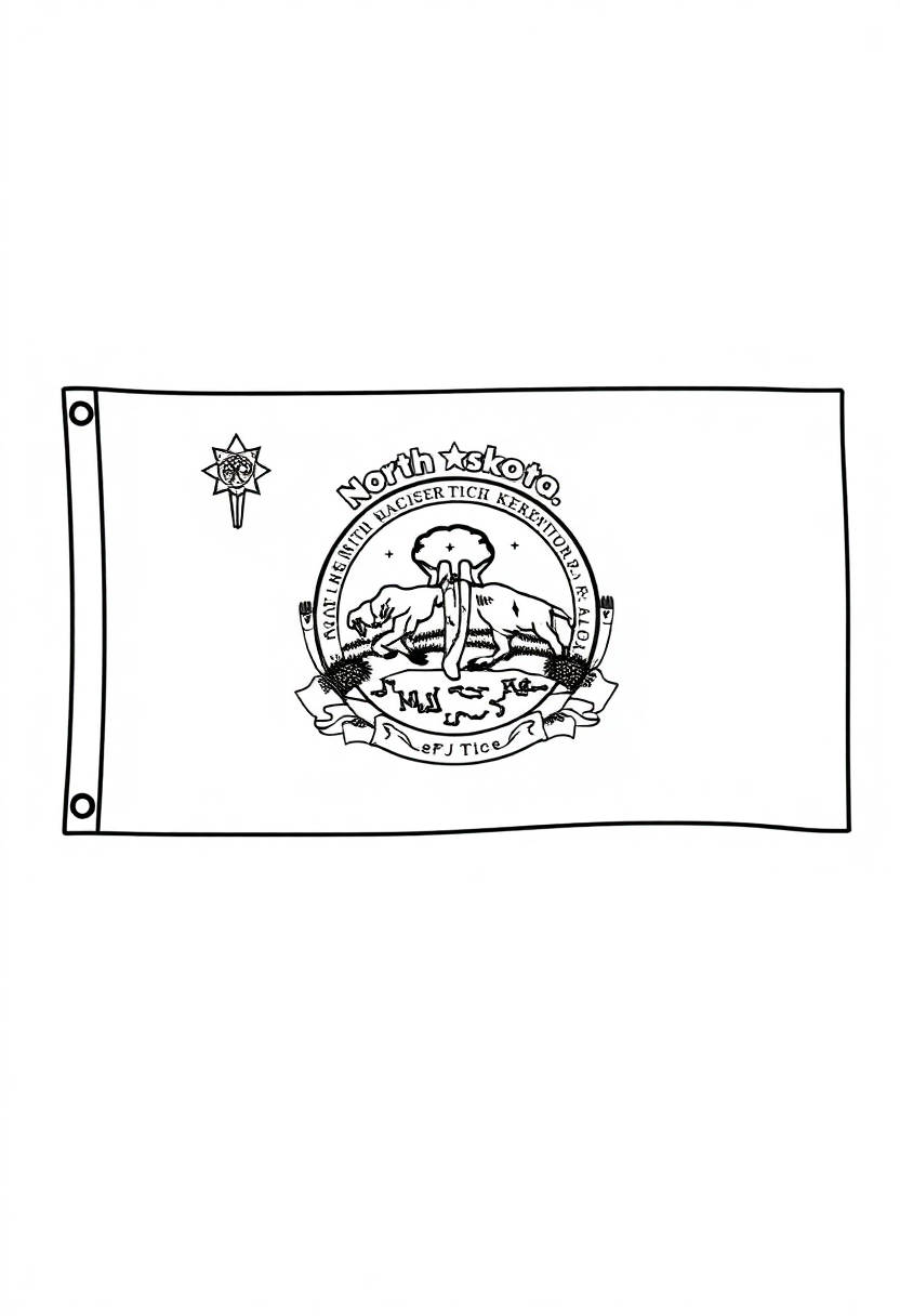 North Dakota State Flag coloring page, free printable