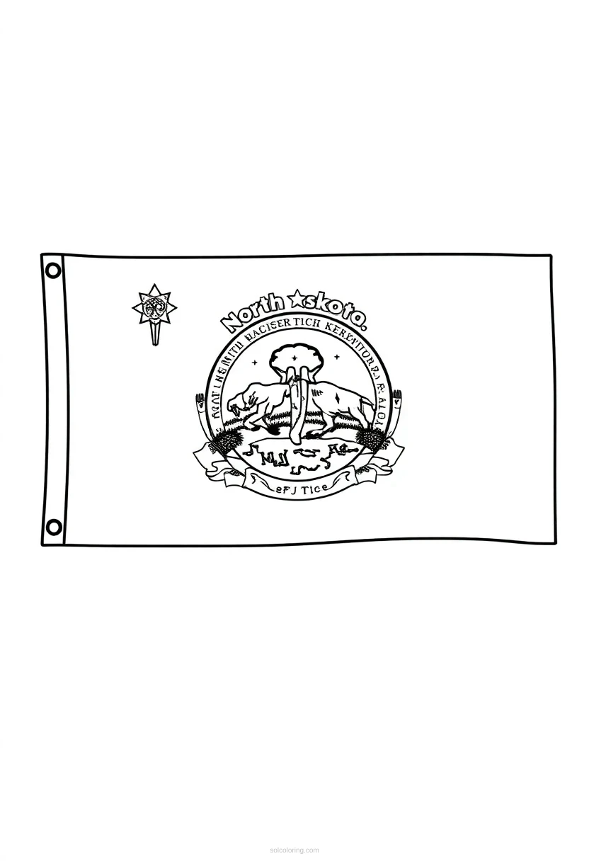 North Dakota State Flag coloring page for kids