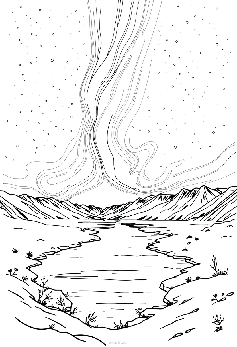Northern Lights coloring page for kids