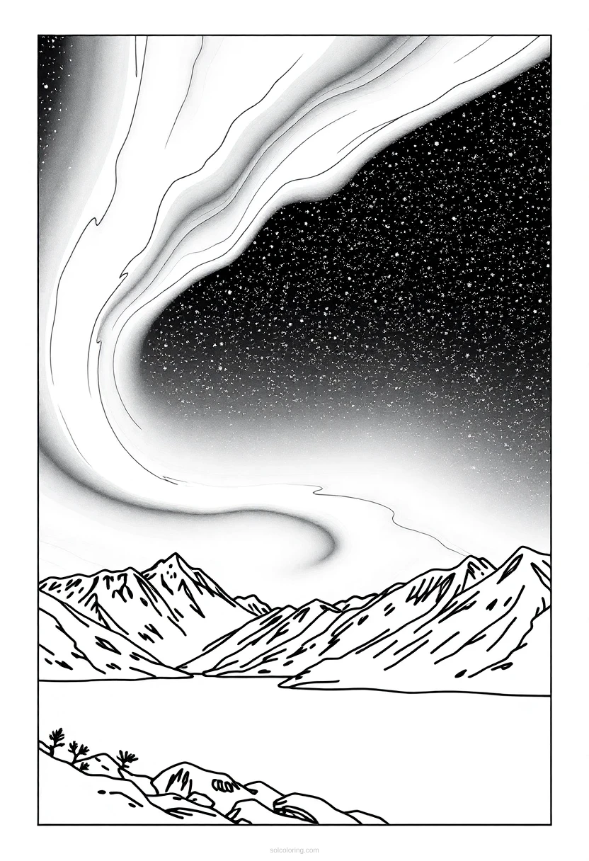 Northern Lights coloring page for kids