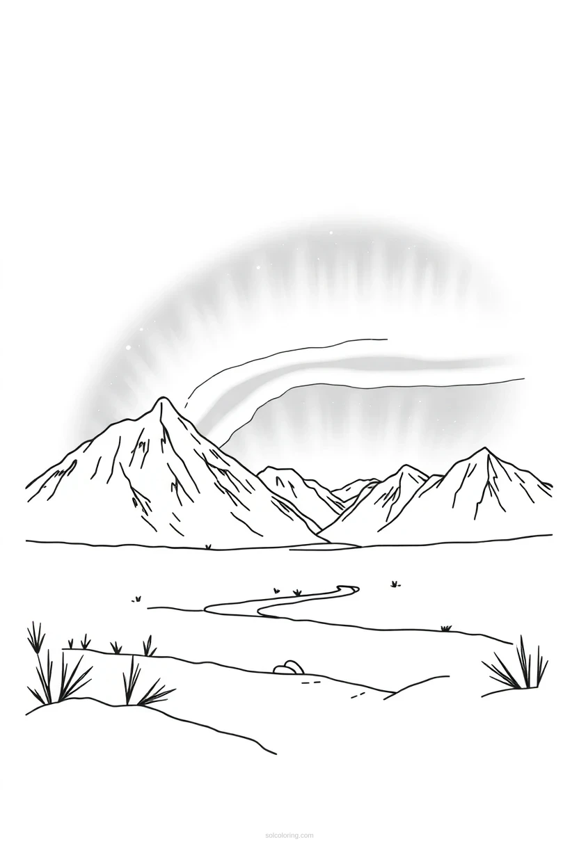 Northern Lights coloring page for kids