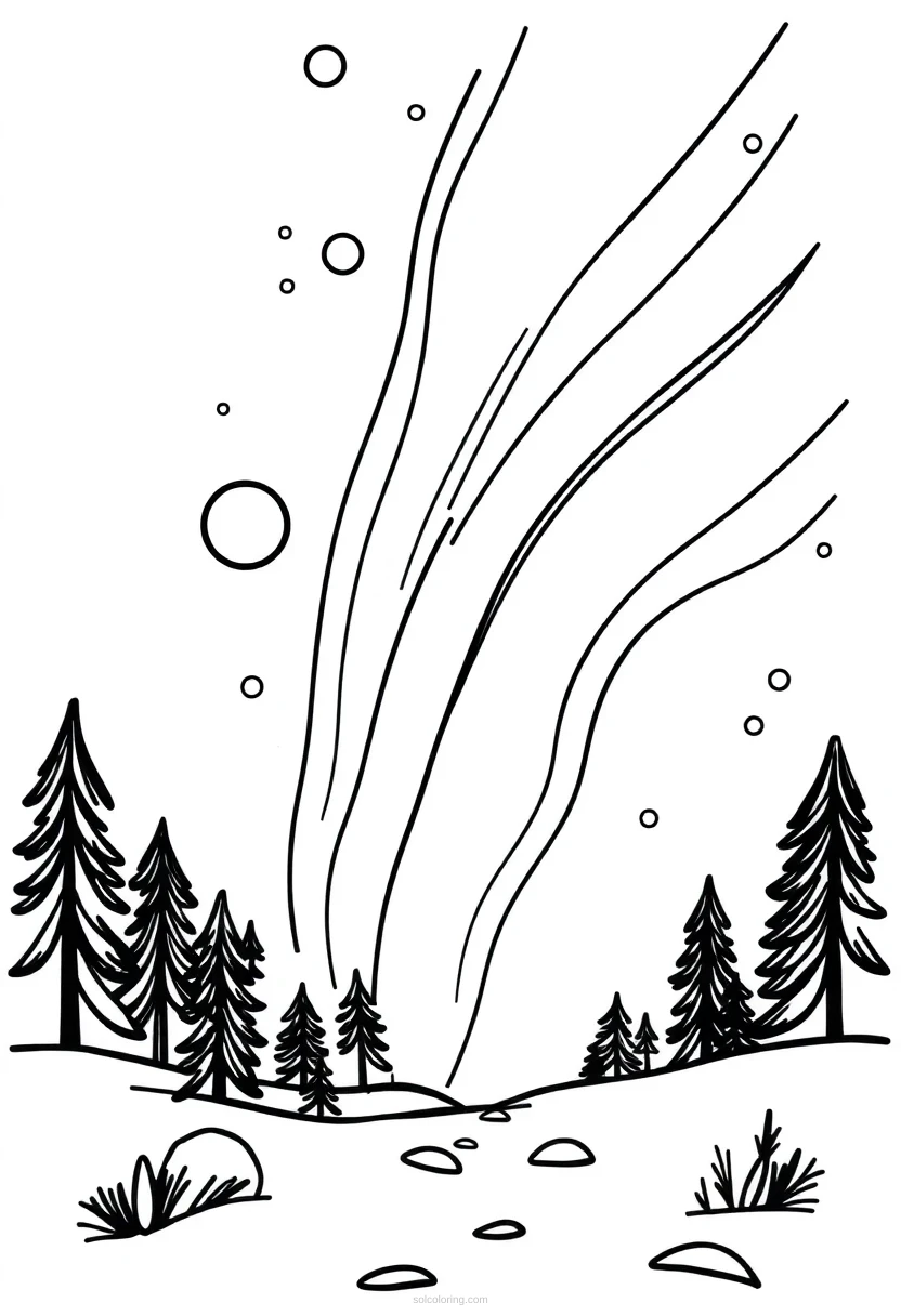 Northern Lights coloring page for kids