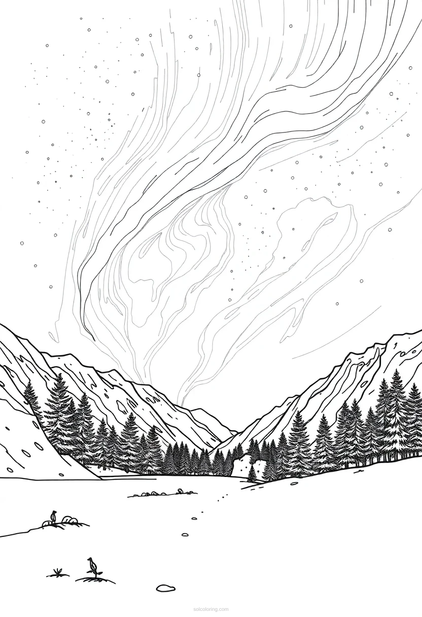 Northern Lights coloring page for kids
